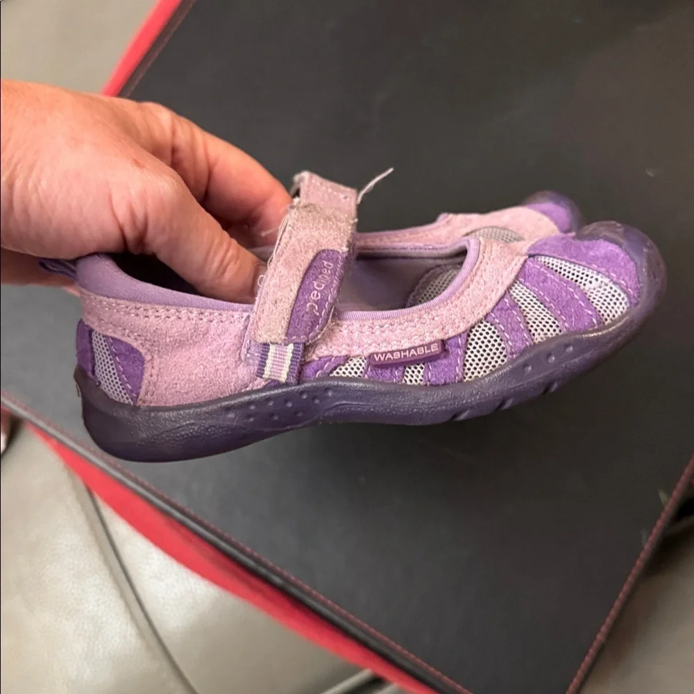 Pediped Lavender and Gray Kids Washable Sneakers size 9-9.5